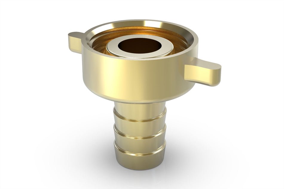 MESSING SLANGKOPPELING CONISCHE AFDICHTING MET VLEUGELMOER BINNENDRAAD X TULE - 3/4" X 1/2" (STUK(S))